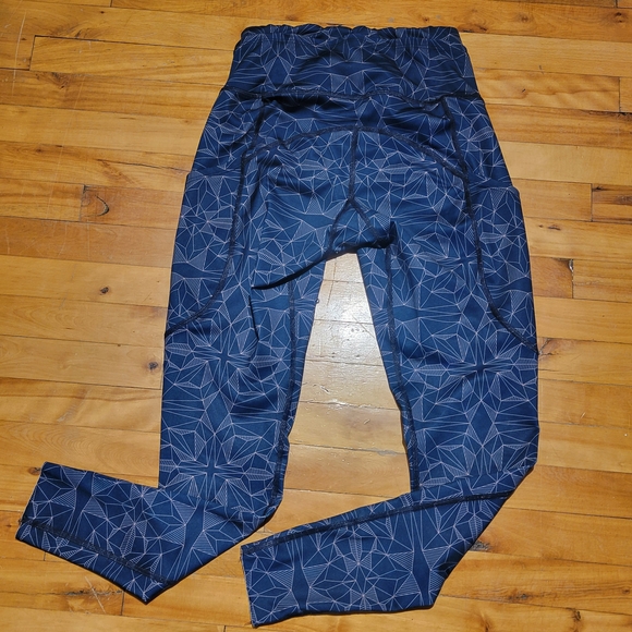 Geometric Patterned Blue Leggings Rose Buddha - Picture 2 of 7